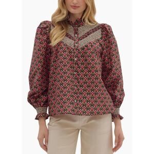 Entro Floral Yoked Long Sleeve Top Size Small